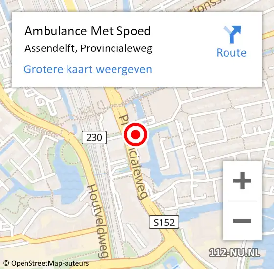 Locatie op kaart van de 112 melding: Ambulance Met Spoed Naar Assendelft, Provincialeweg op 15 december 2023 14:16