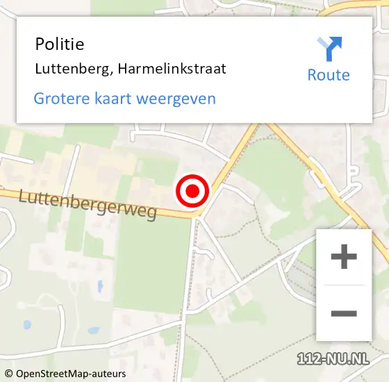 Locatie op kaart van de 112 melding: Politie Luttenberg, Harmelinkstraat op 15 december 2023 14:38