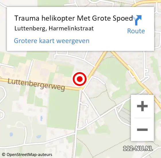 Locatie op kaart van de 112 melding: Trauma helikopter Met Grote Spoed Naar Luttenberg, Harmelinkstraat op 15 december 2023 14:41
