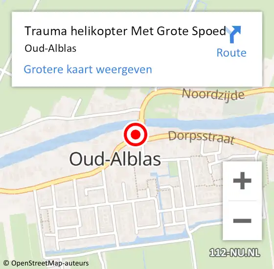 Locatie op kaart van de 112 melding: Trauma helikopter Met Grote Spoed Naar Oud-Alblas op 15 december 2023 15:25