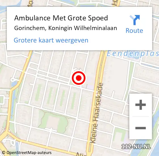 Locatie op kaart van de 112 melding: Ambulance Met Grote Spoed Naar Gorinchem, Koningin Wilhelminalaan op 15 december 2023 15:29