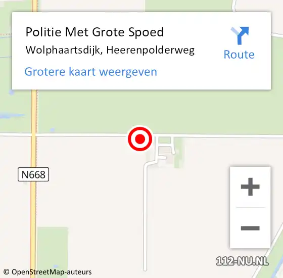 Locatie op kaart van de 112 melding: Politie Met Grote Spoed Naar Wolphaartsdijk, Heerenpolderweg op 15 december 2023 16:24