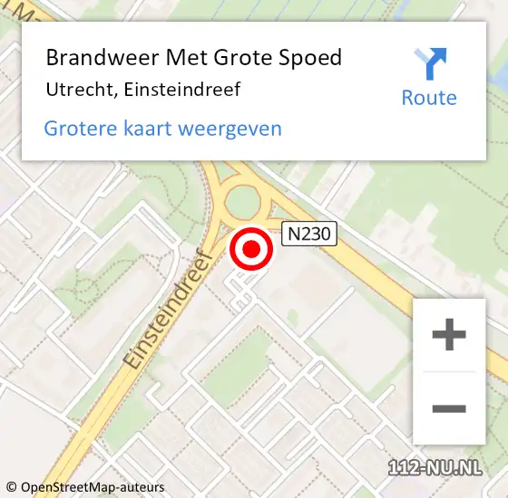 Locatie op kaart van de 112 melding: Brandweer Met Grote Spoed Naar Utrecht, Einsteindreef op 15 december 2023 16:52
