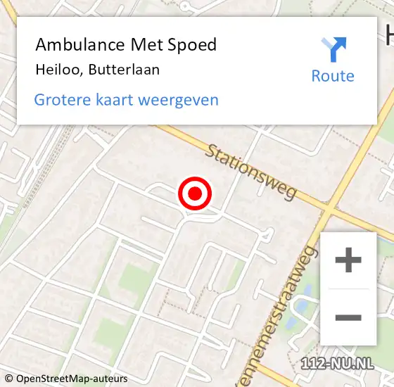 Locatie op kaart van de 112 melding: Ambulance Met Spoed Naar Heiloo, Butterlaan op 15 december 2023 17:02