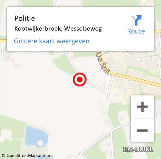 Locatie op kaart van de 112 melding: Politie Kootwijkerbroek, Wesselseweg op 15 december 2023 17:18