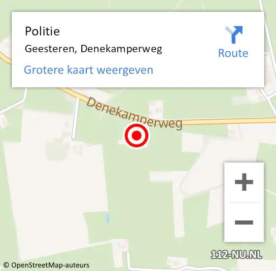 Locatie op kaart van de 112 melding: Politie Geesteren, Denekamperweg op 15 december 2023 17:33