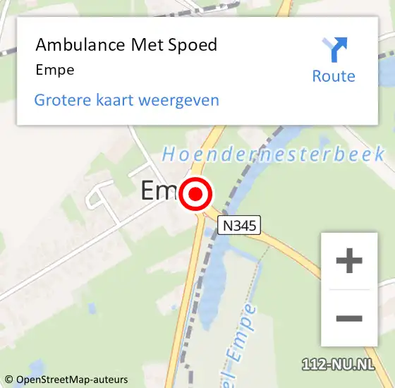 Locatie op kaart van de 112 melding: Ambulance Met Spoed Naar Empe op 15 december 2023 17:41