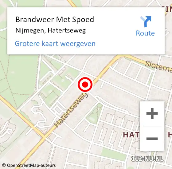 Locatie op kaart van de 112 melding: Brandweer Met Spoed Naar Nijmegen, Hatertseweg op 15 december 2023 19:07