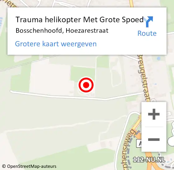 Locatie op kaart van de 112 melding: Trauma helikopter Met Grote Spoed Naar Bosschenhoofd, Hoezarestraat op 15 december 2023 19:22