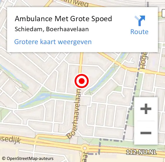 Locatie op kaart van de 112 melding: Ambulance Met Grote Spoed Naar Schiedam, Boerhaavelaan op 15 december 2023 19:39