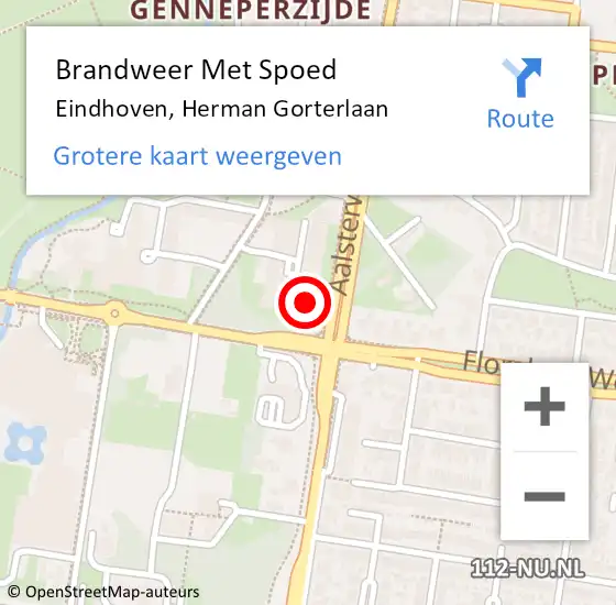 Locatie op kaart van de 112 melding: Brandweer Met Spoed Naar Eindhoven, Herman Gorterlaan op 15 december 2023 19:48