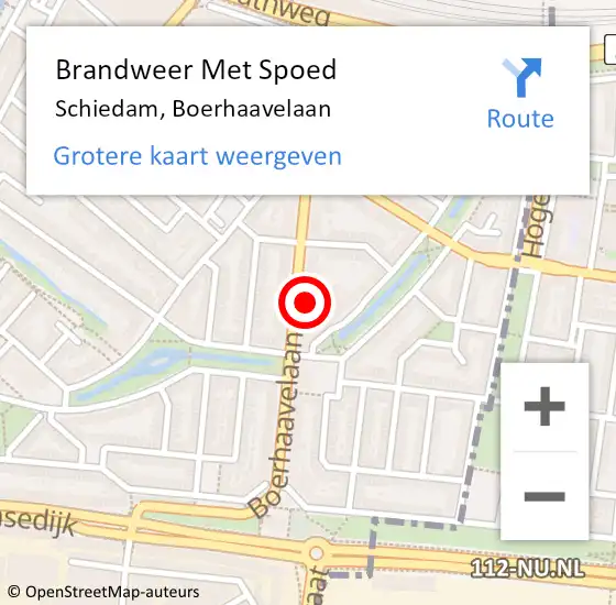 Locatie op kaart van de 112 melding: Brandweer Met Spoed Naar Schiedam, Boerhaavelaan op 15 december 2023 19:57
