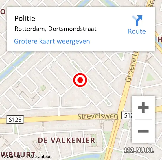 Locatie op kaart van de 112 melding: Politie Rotterdam, Dortsmondstraat op 15 december 2023 20:12