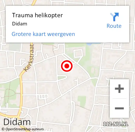 Locatie op kaart van de 112 melding: Trauma helikopter Didam op 15 december 2023 21:04