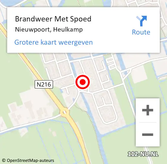 Locatie op kaart van de 112 melding: Brandweer Met Spoed Naar Nieuwpoort, Heulkamp op 15 december 2023 21:08