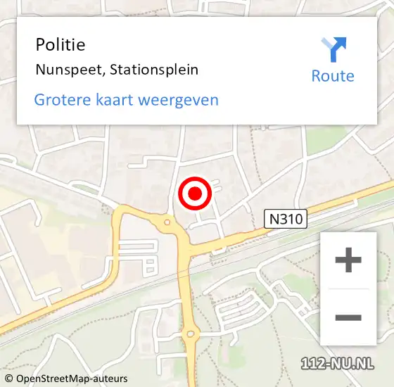 Locatie op kaart van de 112 melding: Politie Nunspeet, Stationsplein op 15 december 2023 21:49