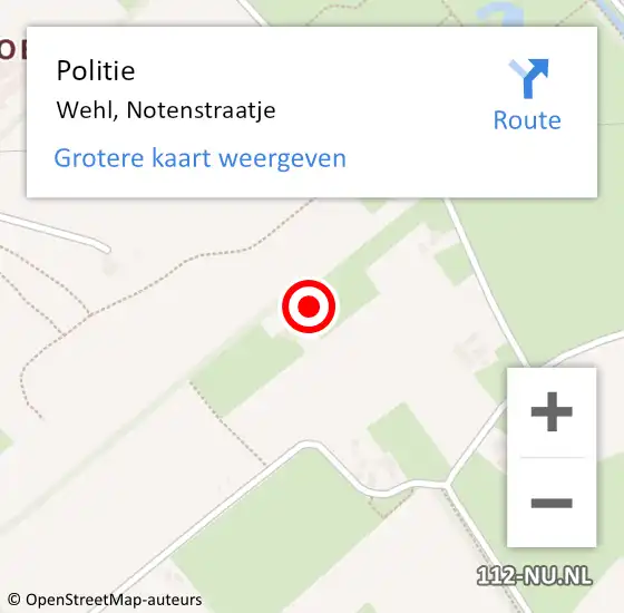 Locatie op kaart van de 112 melding: Politie Wehl, Notenstraatje op 15 december 2023 22:00