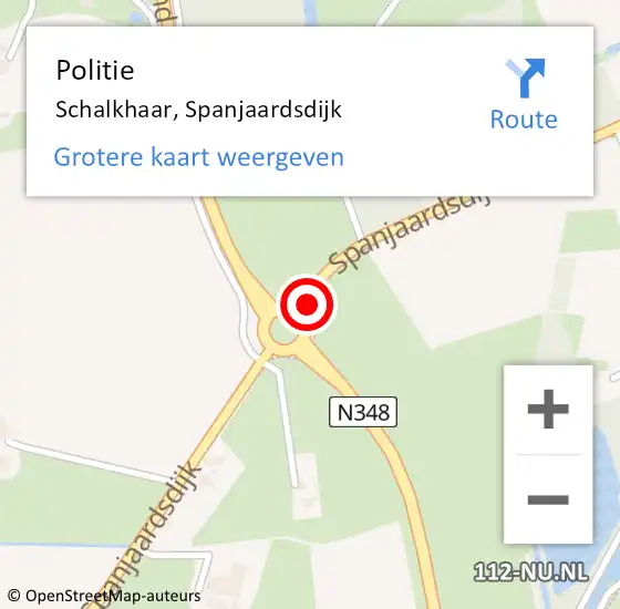 Locatie op kaart van de 112 melding: Politie Schalkhaar, Spanjaardsdijk op 15 december 2023 22:04