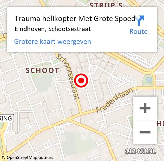 Locatie op kaart van de 112 melding: Trauma helikopter Met Grote Spoed Naar Eindhoven, Schootsestraat op 15 december 2023 22:24