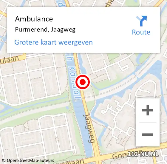 Locatie op kaart van de 112 melding: Ambulance Purmerend, Jaagweg op 15 december 2023 22:46