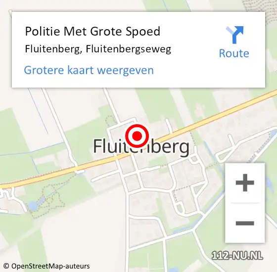 Locatie op kaart van de 112 melding: Politie Met Grote Spoed Naar Fluitenberg, Fluitenbergseweg op 15 december 2023 22:55