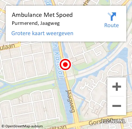 Locatie op kaart van de 112 melding: Ambulance Met Spoed Naar Purmerend, Jaagweg op 15 december 2023 22:59