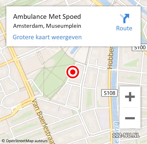 Locatie op kaart van de 112 melding: Ambulance Met Spoed Naar Amsterdam, Museumplein op 15 december 2023 23:06