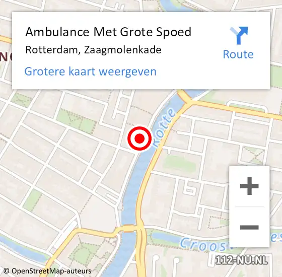 Locatie op kaart van de 112 melding: Ambulance Met Grote Spoed Naar Rotterdam, Zaagmolenkade op 16 december 2023 00:45