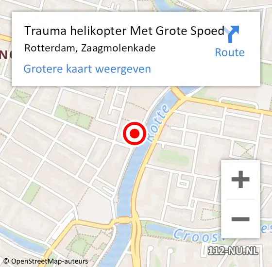 Locatie op kaart van de 112 melding: Trauma helikopter Met Grote Spoed Naar Rotterdam, Zaagmolenkade op 16 december 2023 00:45
