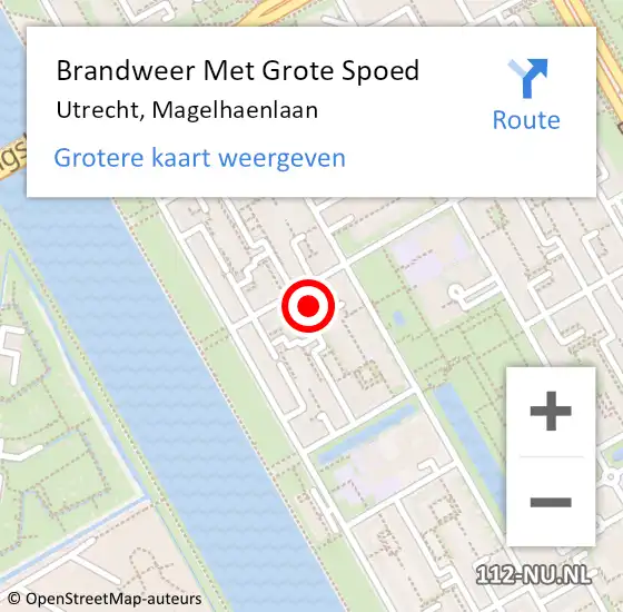 Locatie op kaart van de 112 melding: Brandweer Met Grote Spoed Naar Utrecht, Magelhaenlaan op 16 december 2023 01:41