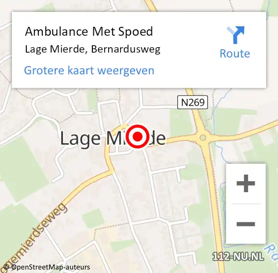 Locatie op kaart van de 112 melding: Ambulance Met Spoed Naar Lage Mierde, Bernardusweg op 18 september 2014 16:34