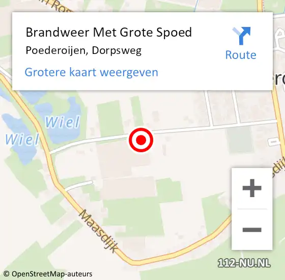 Locatie op kaart van de 112 melding: Brandweer Met Grote Spoed Naar Poederoijen, Dorpsweg op 16 december 2023 05:32