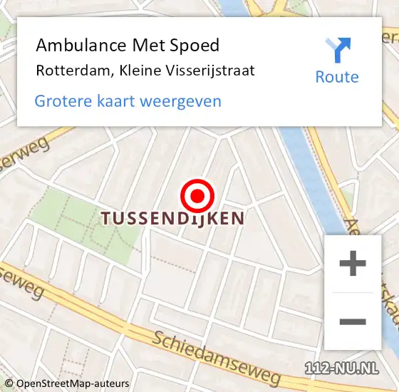 Locatie op kaart van de 112 melding: Ambulance Met Spoed Naar Rotterdam, Kleine Visserijstraat op 16 december 2023 07:36