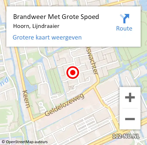 Locatie op kaart van de 112 melding: Brandweer Met Grote Spoed Naar Hoorn, Lijndraaier op 16 december 2023 08:20