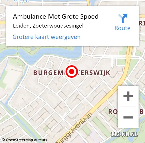 Locatie op kaart van de 112 melding: Ambulance Met Grote Spoed Naar Leiden, Zoeterwoudsesingel op 16 december 2023 10:00
