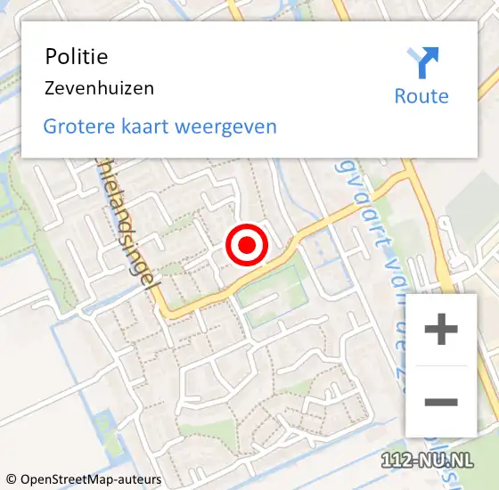Locatie op kaart van de 112 melding: Politie Zevenhuizen op 16 december 2023 10:22