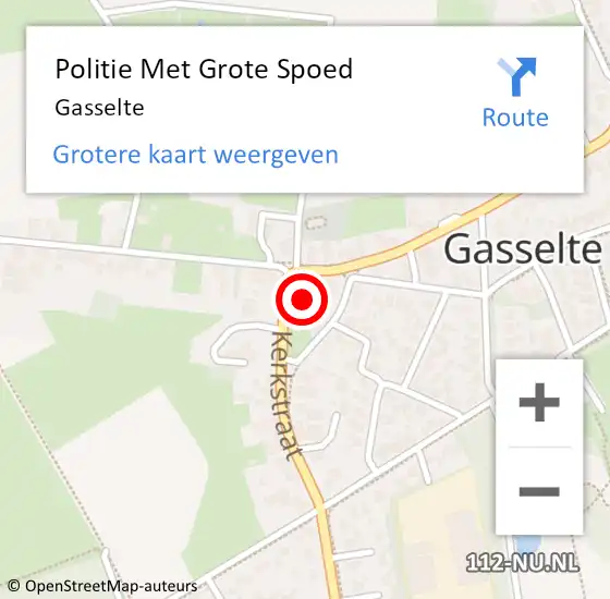 Locatie op kaart van de 112 melding: Politie Met Grote Spoed Naar Gasselte op 16 december 2023 10:38