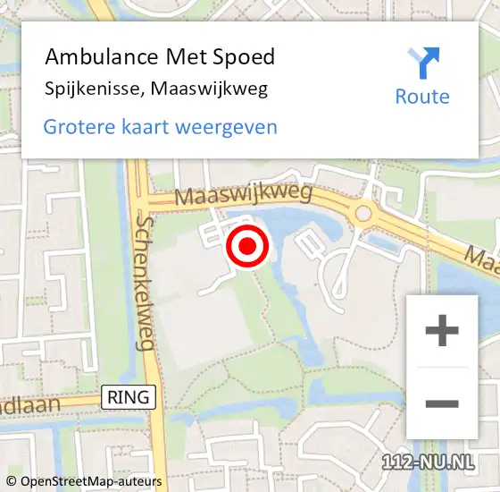 Locatie op kaart van de 112 melding: Ambulance Met Spoed Naar Spijkenisse, Maaswijkweg op 16 december 2023 10:42