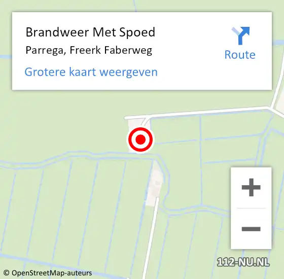 Locatie op kaart van de 112 melding: Brandweer Met Spoed Naar Parrega, Freerk Faberweg op 16 december 2023 12:29
