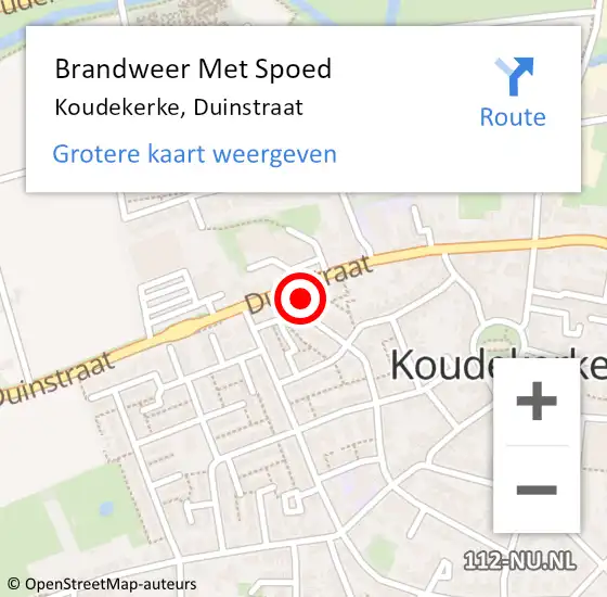 Locatie op kaart van de 112 melding: Brandweer Met Spoed Naar Koudekerke, Duinstraat op 16 december 2023 12:31