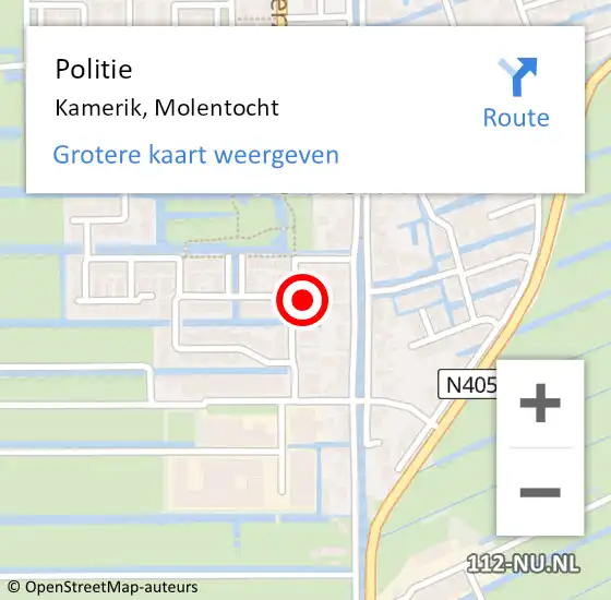 Locatie op kaart van de 112 melding: Politie Kamerik, Molentocht op 16 december 2023 12:37