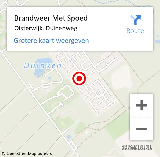 Locatie op kaart van de 112 melding: Brandweer Met Spoed Naar Oisterwijk, Duinenweg op 16 december 2023 12:47