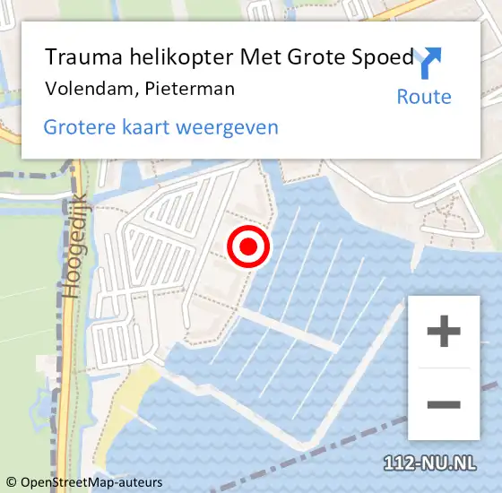 Locatie op kaart van de 112 melding: Trauma helikopter Met Grote Spoed Naar Volendam, Pieterman op 16 december 2023 13:00