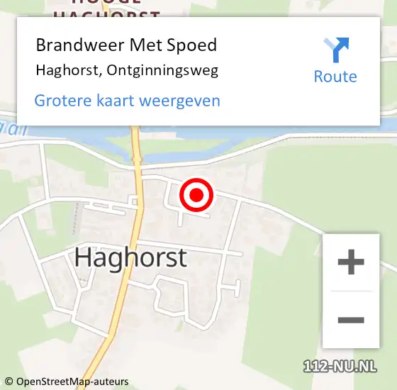 Locatie op kaart van de 112 melding: Brandweer Met Spoed Naar Haghorst, Ontginningsweg op 16 december 2023 13:10