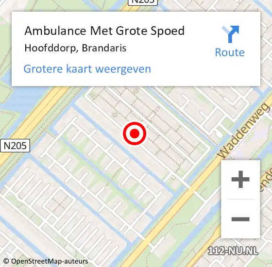 Locatie op kaart van de 112 melding: Ambulance Met Grote Spoed Naar Hoofddorp, Brandaris op 16 december 2023 13:21
