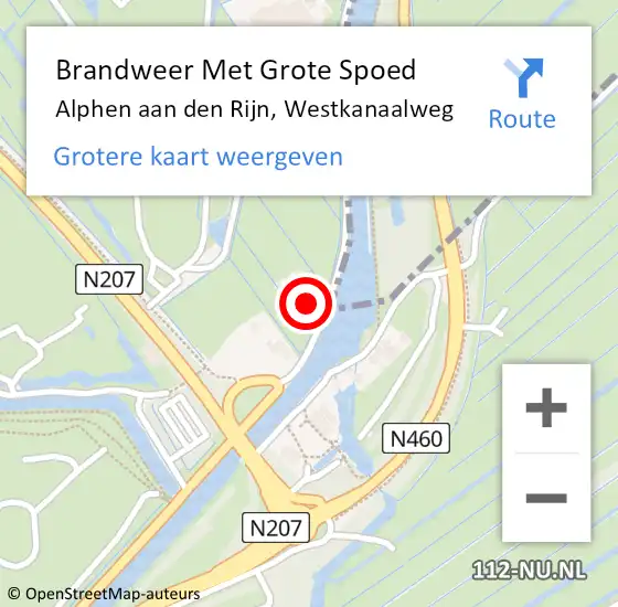Locatie op kaart van de 112 melding: Brandweer Met Grote Spoed Naar Alphen aan den Rijn, Westkanaalweg op 16 december 2023 13:23