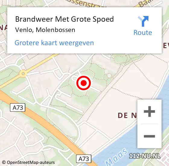 Locatie op kaart van de 112 melding: Brandweer Met Grote Spoed Naar Venlo, Molenbossen op 16 december 2023 13:42