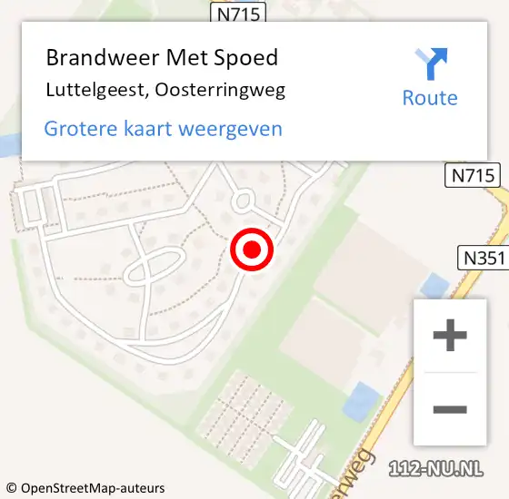 Locatie op kaart van de 112 melding: Brandweer Met Spoed Naar Luttelgeest, Oosterringweg op 16 december 2023 17:01