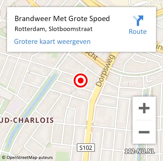 Locatie op kaart van de 112 melding: Brandweer Met Grote Spoed Naar Rotterdam, Slotboomstraat op 16 december 2023 17:47
