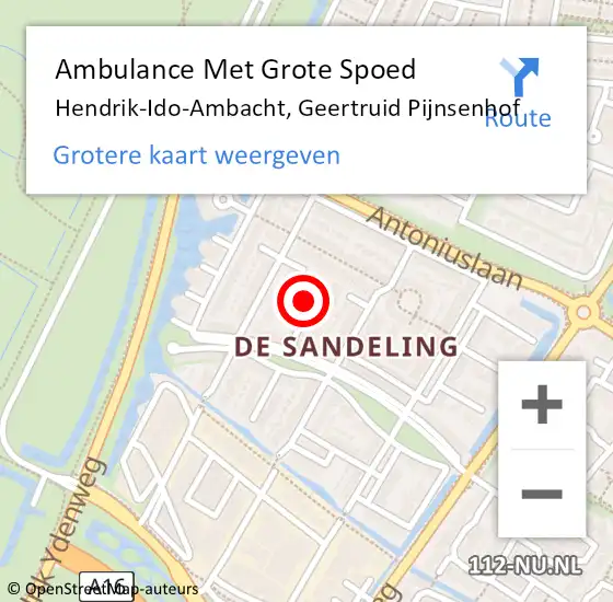 Locatie op kaart van de 112 melding: Ambulance Met Grote Spoed Naar Hendrik-Ido-Ambacht, Geertruid Pijnsenhof op 16 december 2023 19:17